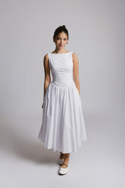 Boat Neck Midi Dress