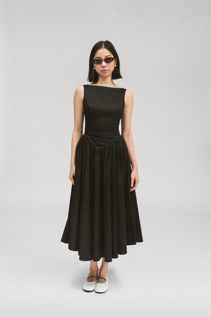 Boat Neck Midi Dress