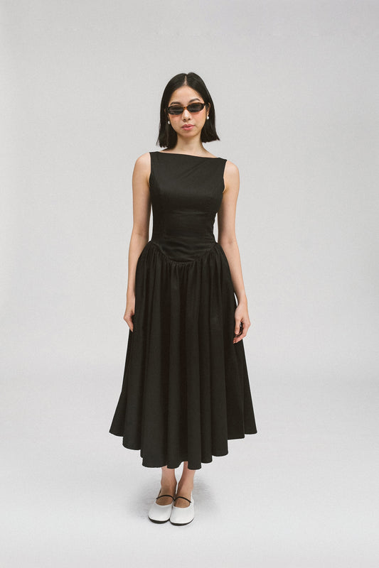 Boat Neck Midi Dress