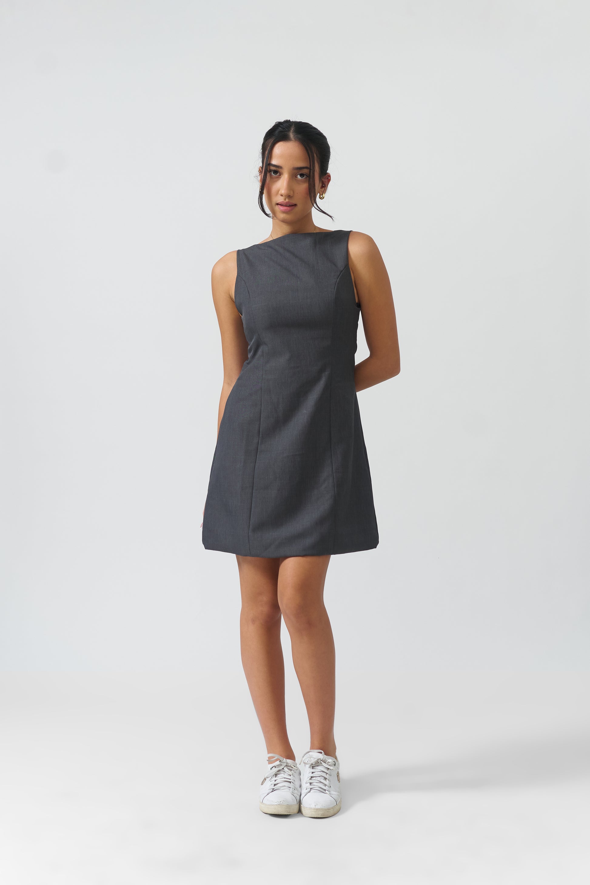 Boat Neck Mini Dress BLANC BASICS Boat Neck Mini Dress BLANC BASICS