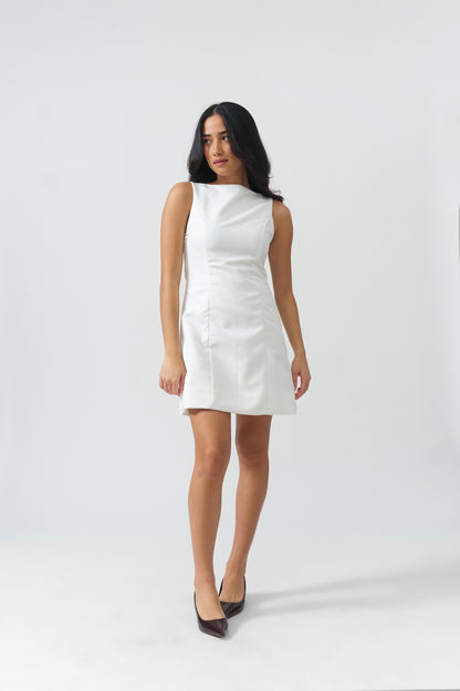 Boat Neck Mini Dress – BLANC BASICS Boat Neck Mini Dress – BLANC BASICS