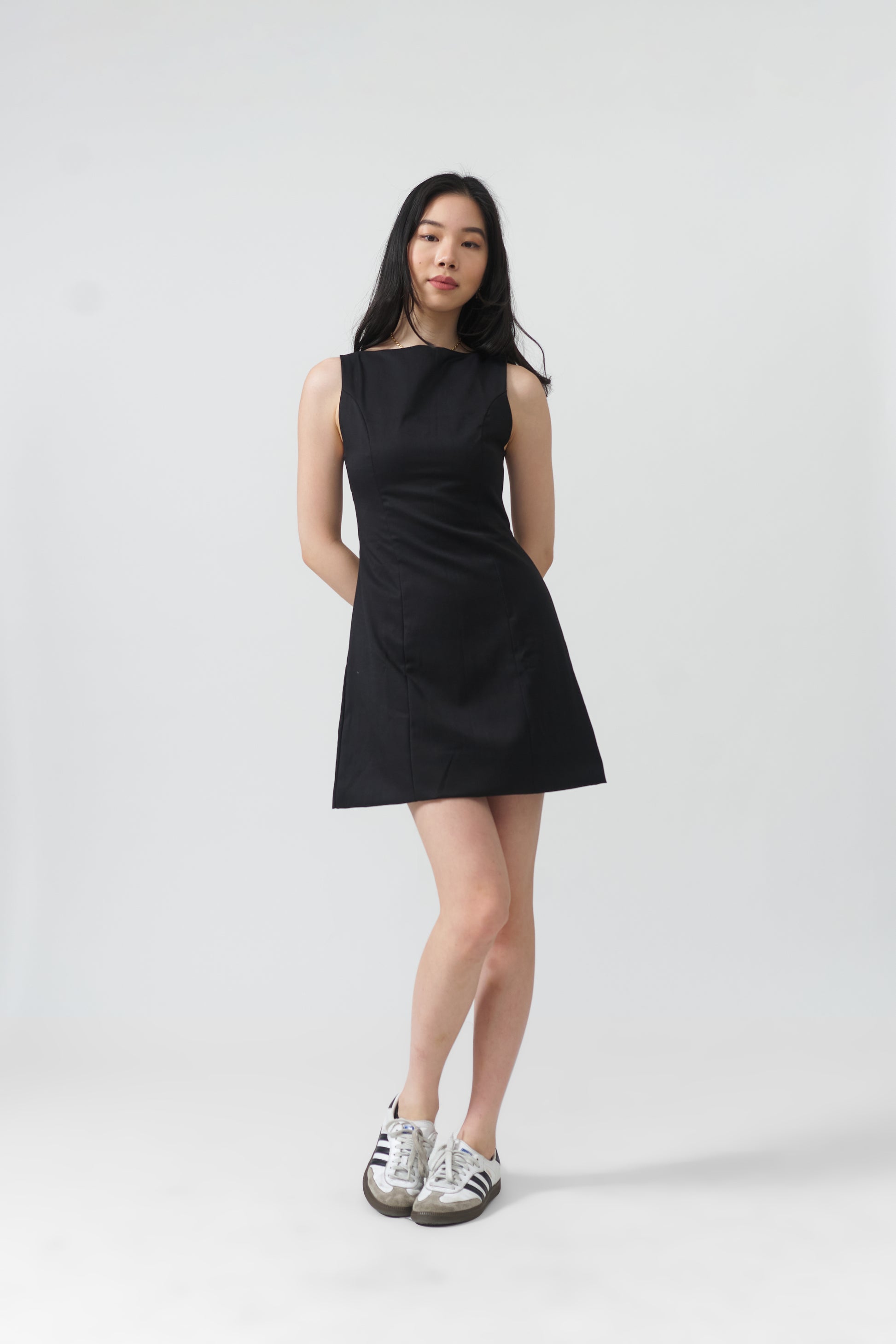 Boat Neck Mini Dress BLANC BASICS Boat Neck Mini Dress BLANC BASICS