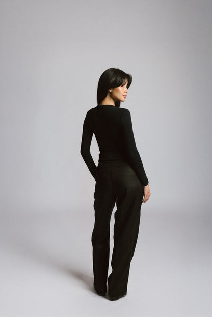 Wide-Leg Tailored Trousers